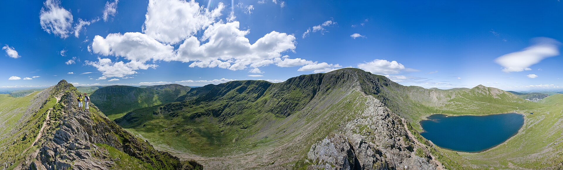 Randonneur dans le paysage du Lake District